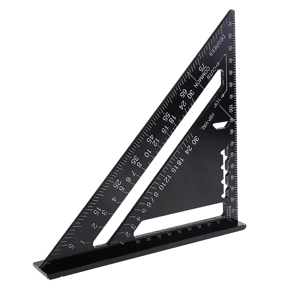 7 Inch Metric Aluminum Alloy Triangle Angle Protractor Black Drawing Tools Setsquare