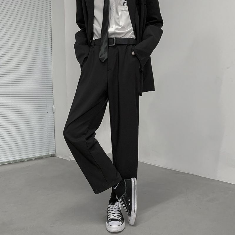 Spring Summer Black Casual Pants Men's Business Suit Pants Men Korean Loose Straight Dress Pants Mens Trousers M-3XL