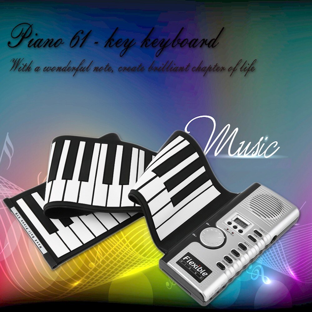 61 Toetsen Universele Flexibele Roll Up Electronic Piano Zwart en Wit Soft Keyboard Piano
