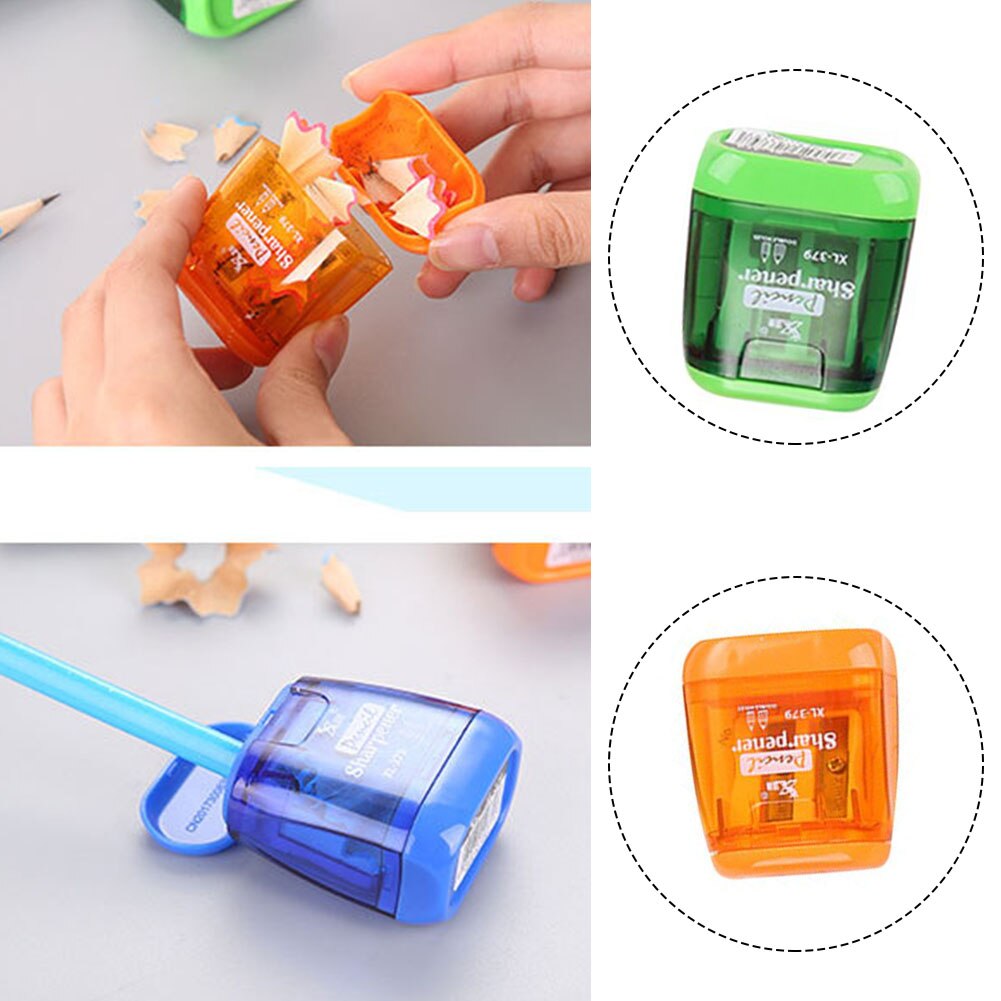 Plastic Double Hole Pencil Sharpener Durable Multi-Function Mechanical Pencil Sharpener Office School Supplies Plug And Play