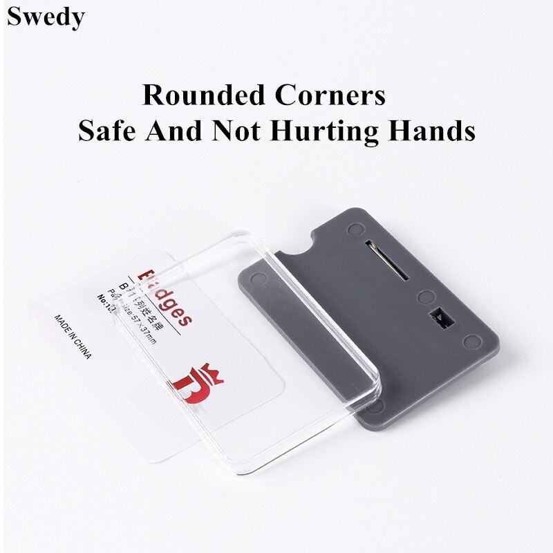 60X40Mm Clear Plastic Horizontale Naam Tags Badge Werk Kantoor Acryl Id-kaart Badge Houders Met Pin