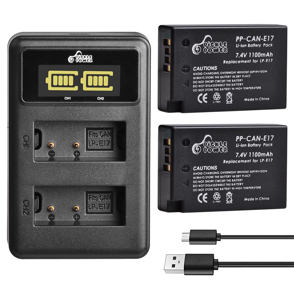 LP-E17 LPE17 Batterij En Led Usb Dual Charger Voor Canon Eos 200D M3 M6 750D 760D T6i T6s 800D 8000D kus X8i: 2 battery 1 charger