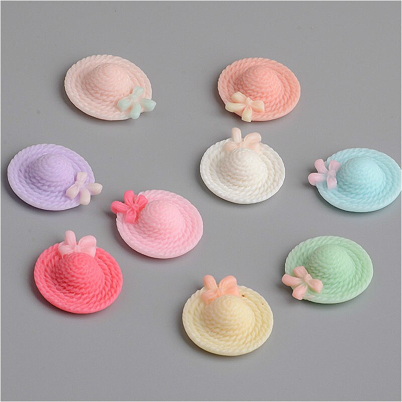 10/20/30 stuks schattige mini hoedjes met platte achterkant, harsdoppen, kleur, doe-het-zelf benodigdheden, haarspeldaccessoires, telefoonhoesje, decoratiemateriaal