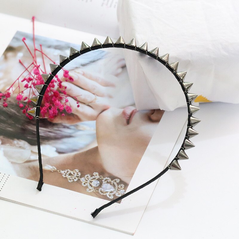 1PC Cool Metal Headband Spike Rivets Studded Band Party Punk Hair Clips Gothic style Hair Accessories: 4