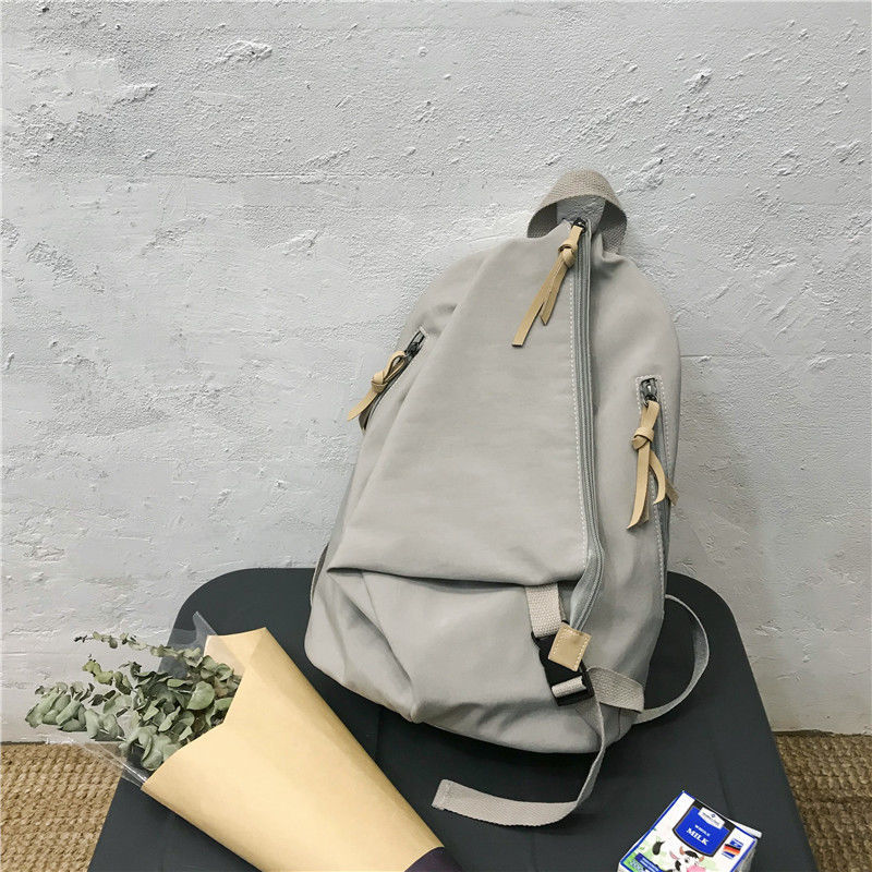 Backpacks Women Nylon Solid Waterproof Unisex Streetwear Hip-hop Simple Korean Ulzzang Harajuku Chic Daily Backpack All-match BF: gray nylon