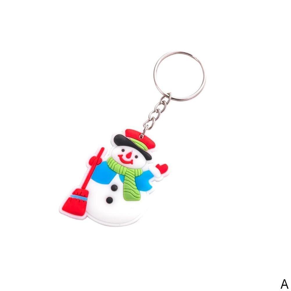 2pc kerst sleutelhangers cartoon kerstman kerstsieraden voor mannen vrouwen claus sneeuwpop sleutelhanger penda  x8 u 8: Zwart