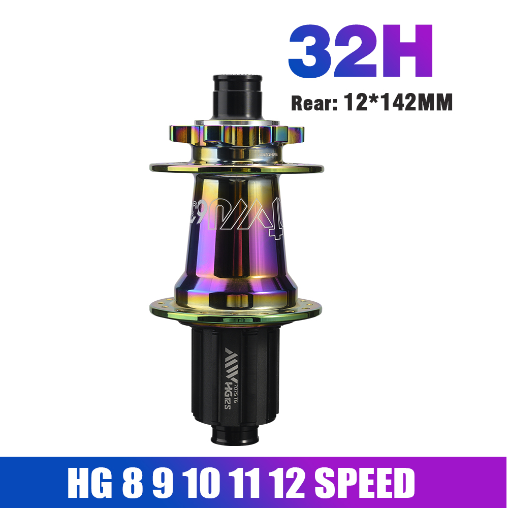 5 buje de rodamiento sellado buje MTB 6 trinquetes 120 clics delantero 9x100 15x100 trasero 10x135 12x142 buje de bicicleta HG Micro Spline Sram XD 8-12 V: Amarillo claro