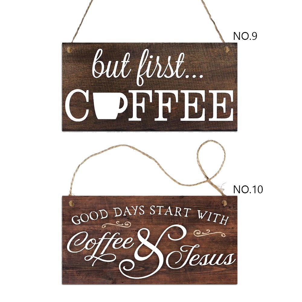 Coffee Wooden Hanging Signs Decorative Plaques Door Wooden Plaque In Home Decor Cafe Kitchen Hanging Home Decor