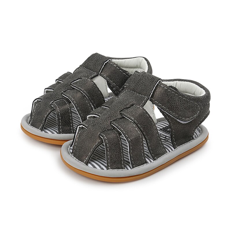 Beckior Baby-sandalen für mädchen und jungen, flach, weich, rutschfest, aus gummi, Ideal als lauflernschuhe oder krabbelschuhe für babys und kleinkinder ab 0-18 monaten.: Dunkelgrau / 13-18 monate