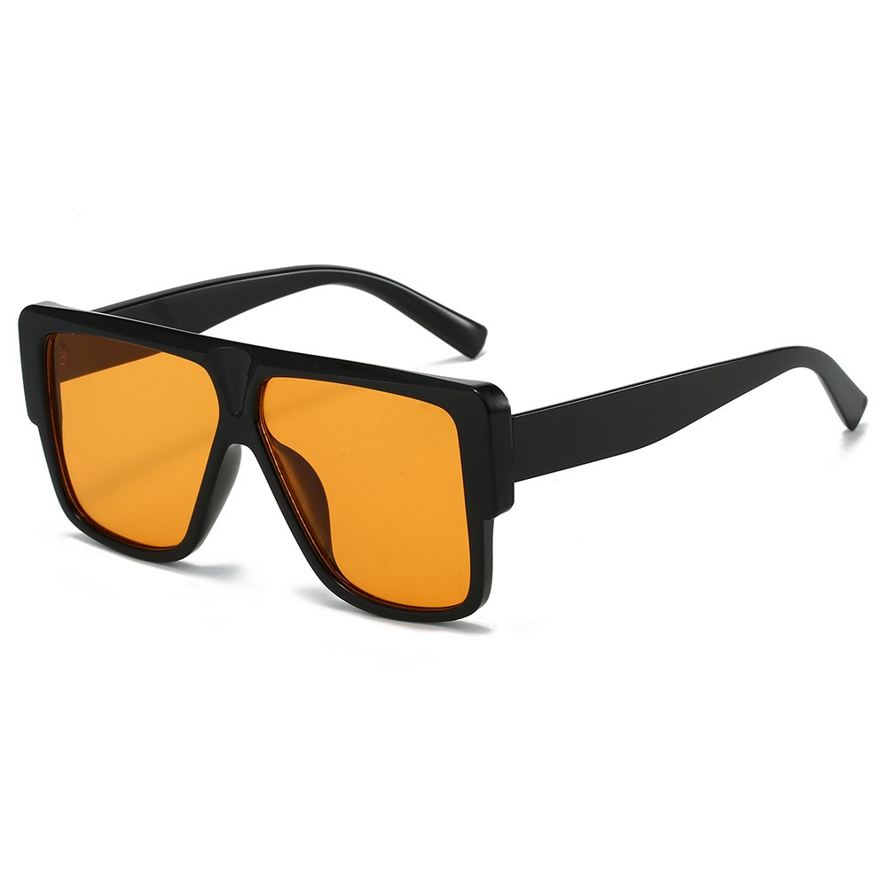 Trendy overdimensionerede firkantede solbriller til kvinder og mænd retro graduerede sorte orange nuancer  uv400 unikke briller med ét stykke glas: Rød