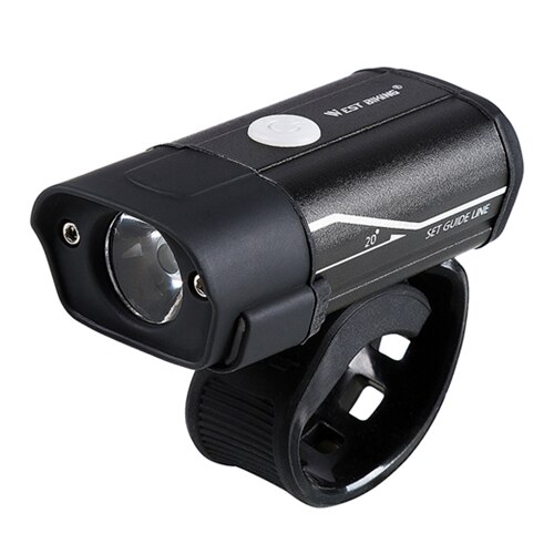 West biking cykellygte  l2 led usb genopladelig cykel pandelampe 3-5 modes cykelstyr sikkerhedslommelygte med advarselslys: Forlygte 1