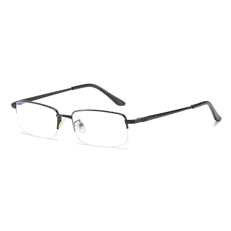 Elbru-gafas miopes cuadradas para hombre, anteojos de negocios semimontura, antiluz azul, miopía, ultraligeros, de Metal, transparentes