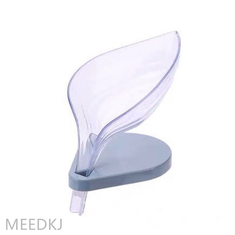 1 Uds. Caja de jabón creativa con forma de hoja, taza de succión sin perforaciones para baño, caja de jabón, estante para inodoro, desagüe, caja de jabón para lavandería: white