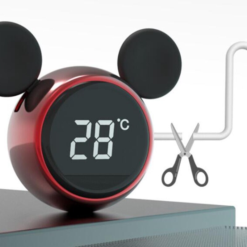 Draagbare digitale lcd-klok voor in de auto, temperatuurweergave, elektronische klok, thermometer, aromatherapie, auto-accessoires, rood