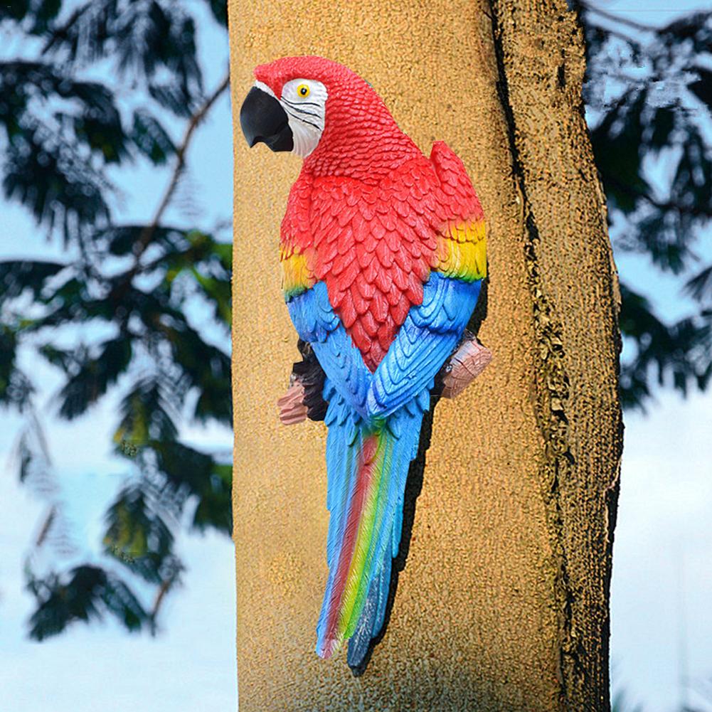 Decoración colgante de estatua de Loro colgante como un loro Real decoración de pared de césped para Patio para amantes de la naturaleza coleccionistas de aves tropicales
