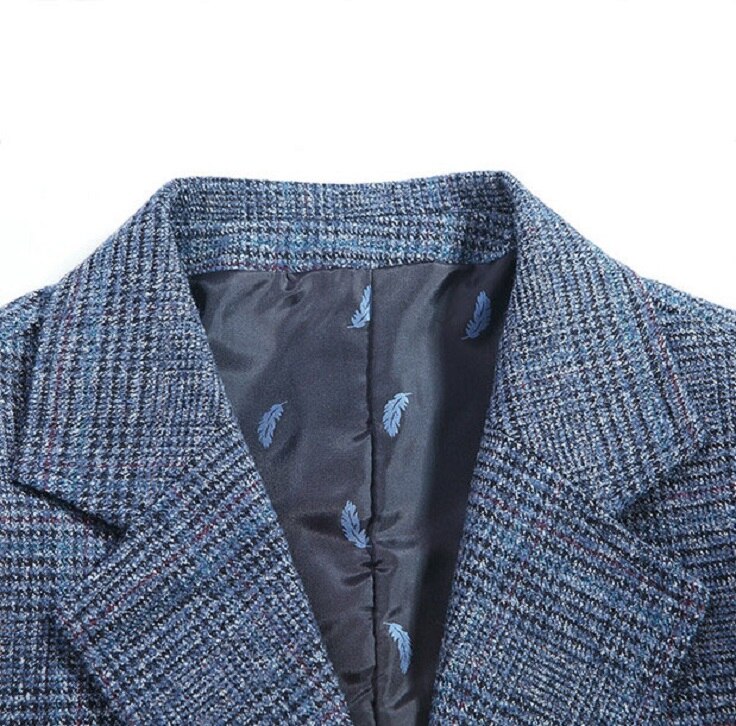 Chaquetas de traje de entramado para hombre primavera otoño ajustado traje Blazer Formal Inglaterra traje chaquetas macho Casual Blazers