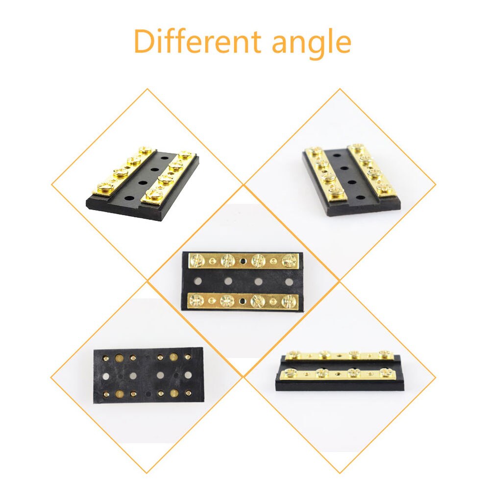 ZOOKOTO 4 Circuit Junction Block,32V DC 60A Dual Brass Bus Bar With Eight 8 32 Screw Terminals(tama%c3%b1o:4 Circuit Junction Block
