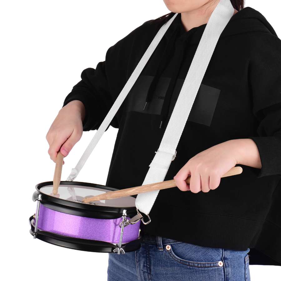 Muslady 12inch Snare Drum Head with Drumsticks Shoulder Strap Drum Key for Student Band percussion instrument: 8inch purple