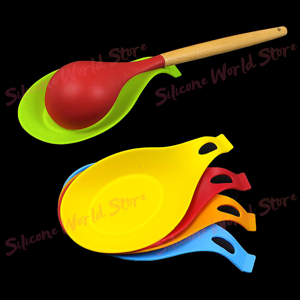 Platos de silicona con sabor a silicona, utensilios de cocina, almohadilla para cuchara, soporte para cuchara, contenedor de almacenamiento resistente al calor, herramientas de cocina