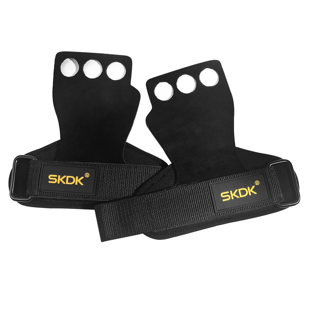 Läder styrkelyftshandskar gym träning halkskydd handflatan skydd crossfit styrkelyft marklyft handledslindor stöd: L