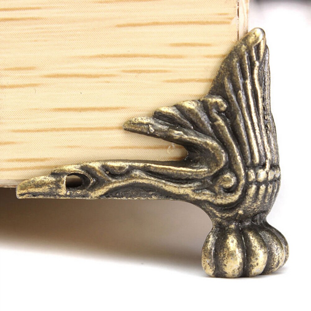 4 Pcs/lot Antique Brass Jewelry Box Wood Case Decorative Feet Leg Corner Protector DIY Craft