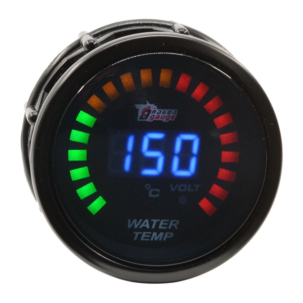 Dragon 52mm Display Black Shell Auto Water Temperature Gauge 20-150 Celsius And Voltage Instrument Temp Meter