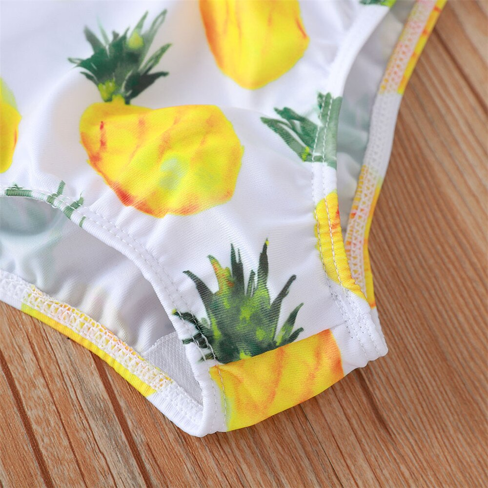 Kinderen franje off-schouder top ananas print shorts zwembroek hoofdband swim suit Baby Ananas Print Badmode Bikini