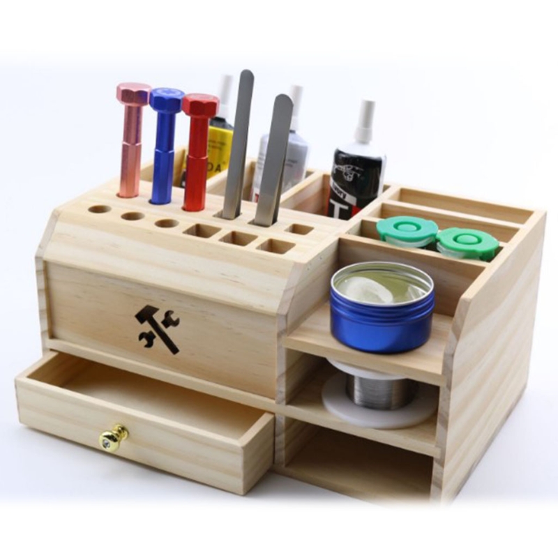 203F Storage Box Wood Art Box with Foam Lining Sturdy and Multi-functional Storage Box Tool Parts Sorting Parts Box Sundries
