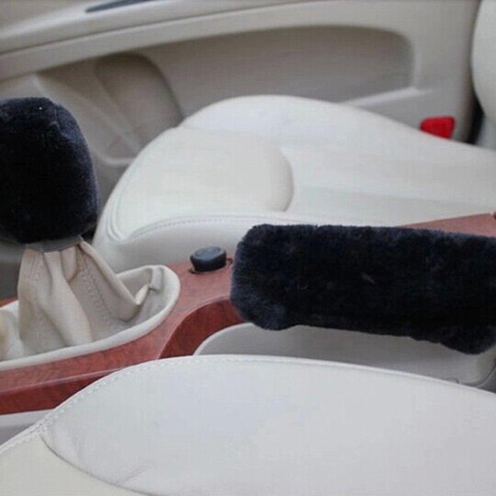 Soft Plush Gear Shift Knob Rod Cover Parking Car Hand Brake Grip Protective Cover Case Decoration Styler