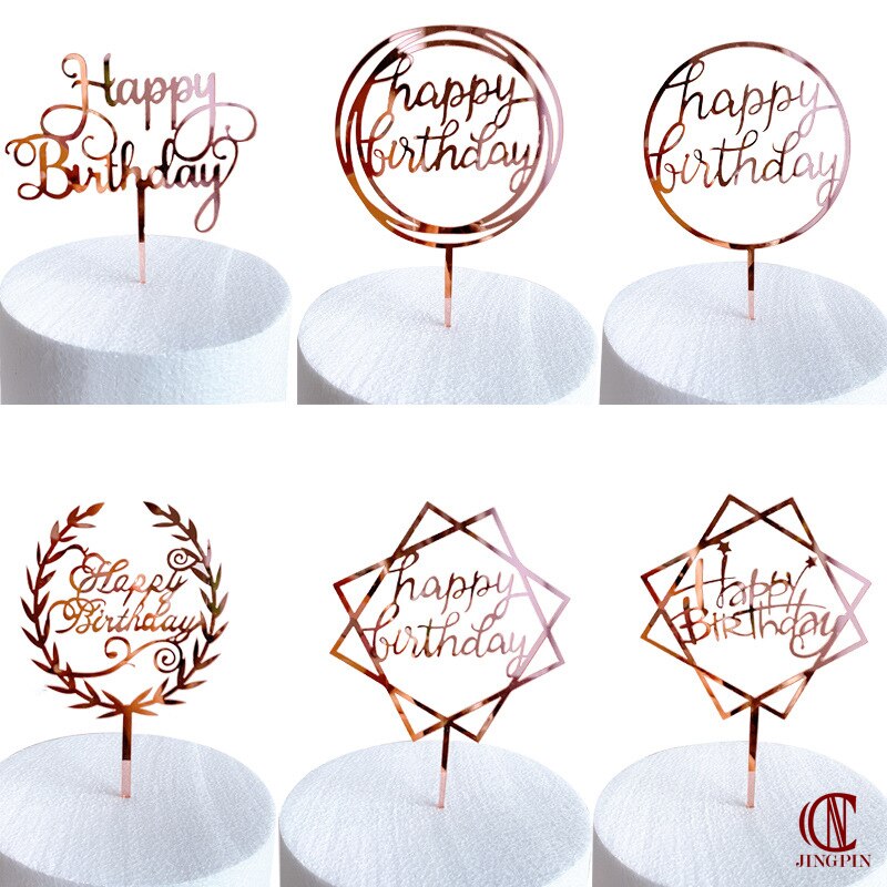 Outils de décoration de gâteaux de fête d'anniversaire en or Rose, décoration de gâteau en acrylique pour fille et garçon, accessoires de Dessert pour réception pour bébé