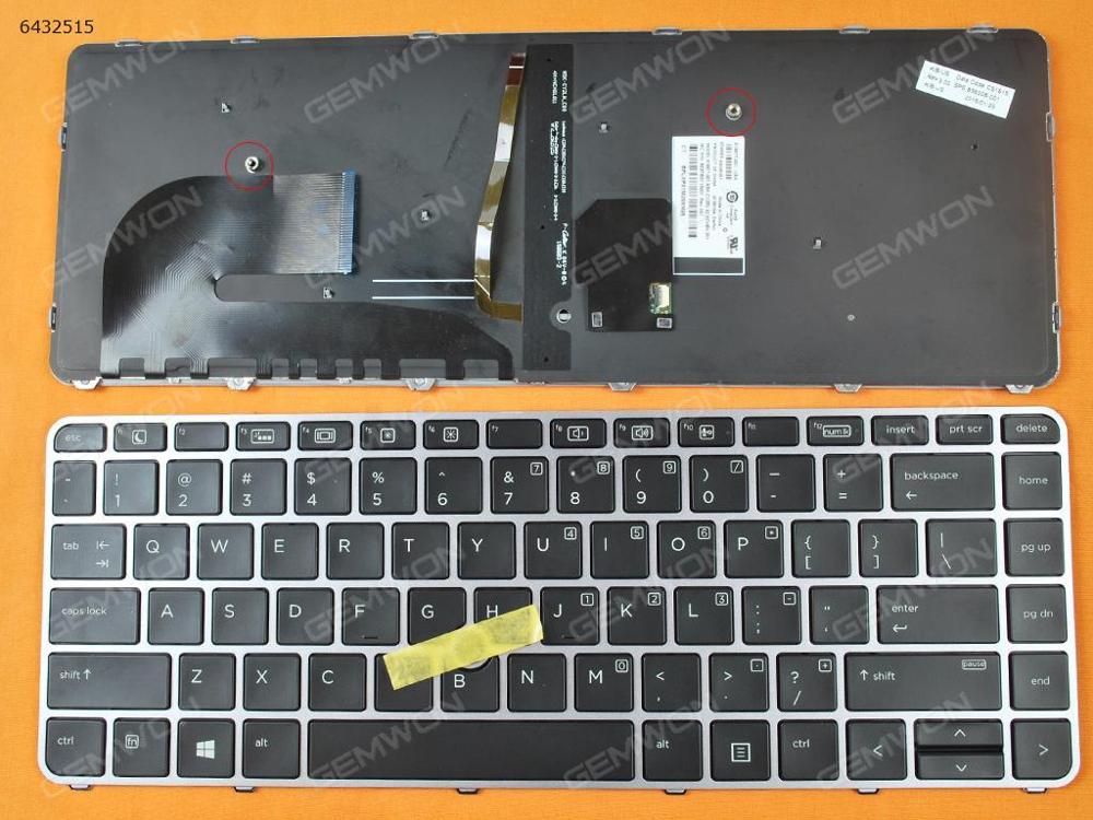 Us Qwerty Toetsenbord Voor Hp Elitebook 745 G3 G4, 840 G3 G4, 848 G3 G4 Laptop Zilver Frame Black Sleutel Met Backlit &amp; Pointer