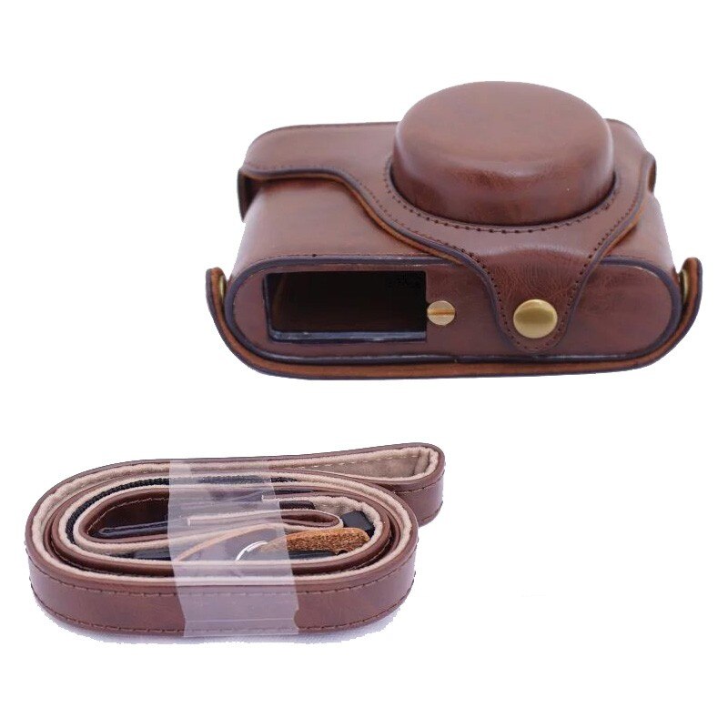 Jahrgang Video kamera tasche für Leica X1 X2 X-1 X-2 digitalkamera PU leder kamera tasche mit trageriemen nehmen batterie direkt: Kaffee