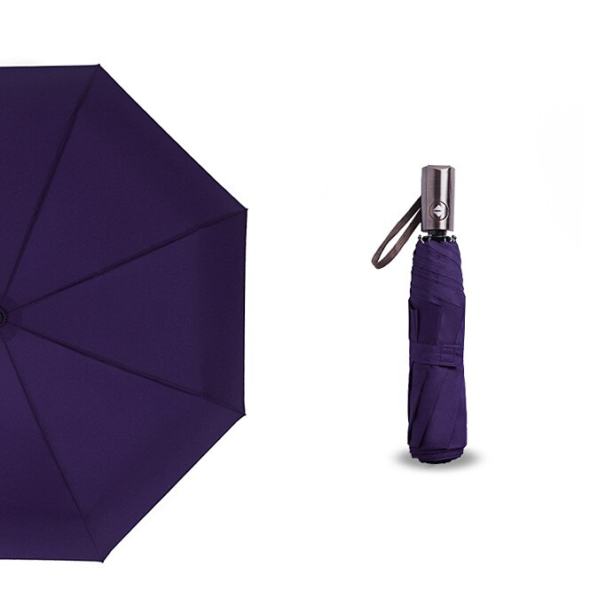 Automatic 3 Folding Aureate Handle Big Umbrella Rain Women Luxury Windproof Stand UV Umbrella Ideas Paraguas: Purple