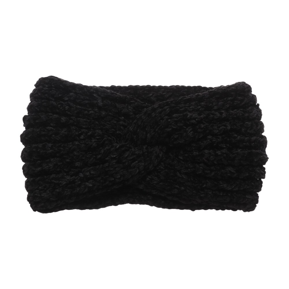 Gebreide Hoofdband Zachte Elastische Brede Haarband Candy Kleur Dikke Warme Vrouwen Meisjes Winter Haarband Yoga Sport Haaraccessoires: black