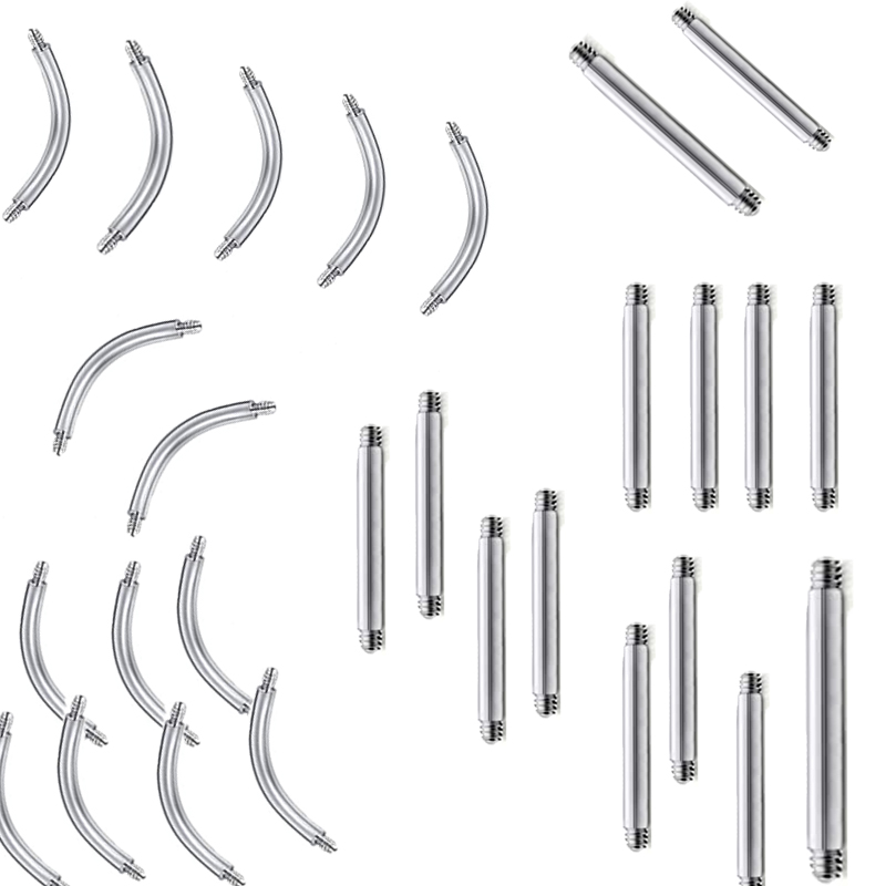 20 pezzi di ricambio Labret bilanciere accessori per piercing barra dritta barra piegata 14g 16g gioielli per il corpo in acciaio inossidabile fai-da-te