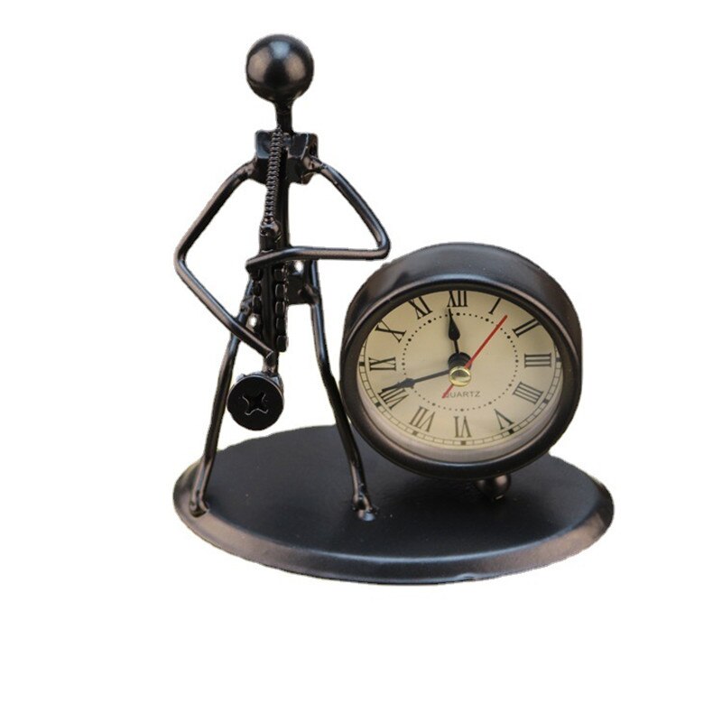 Small Alarm Clock Iron Stainless Steel Personality Retro Table Bedroom Horloge Home Decoration