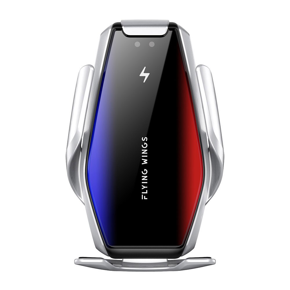 Fdgao 15w aperto automático carro carregador sem fio para iphone 11 pro max xs xr x 8 samsung s20 s10 sensor infravermelho suporte do telefone: 15W Silver