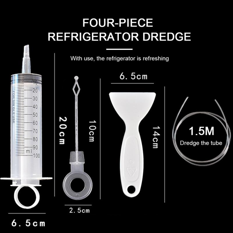 Portable Refrigerator Drain Dredge Cleaning Set Fridge Hole Cleaner Scrub Brush Long Flexible Brush Shovel Home Cleaning Tools: 01