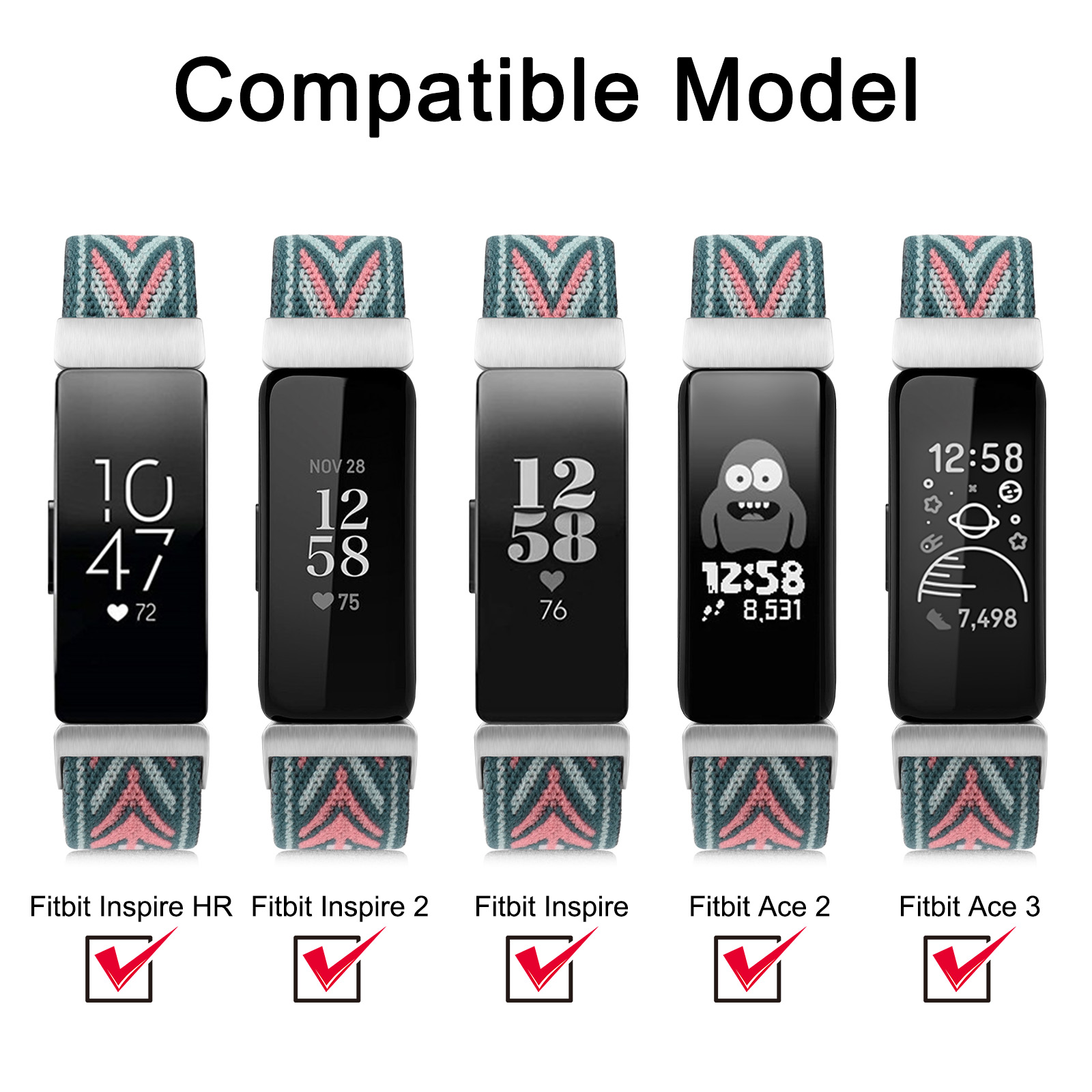 Correa de reloj elástica para Fitbit Inspire 2 ACE 3, pulsera para niños, pulsera para Fitbit Inspire HR ACE 2