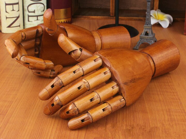 1 pair Flexible joints of wooden mannequin hands, Display props for jewelry, Man's hands
