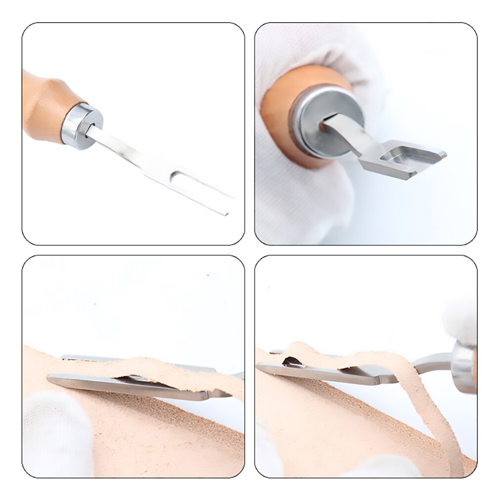 1PCS Edge Beveler Leather Wood Handle Style Leathercraft Leather Edge Beveler Cutting Skiving Trimming Tool Leather Craft Tool