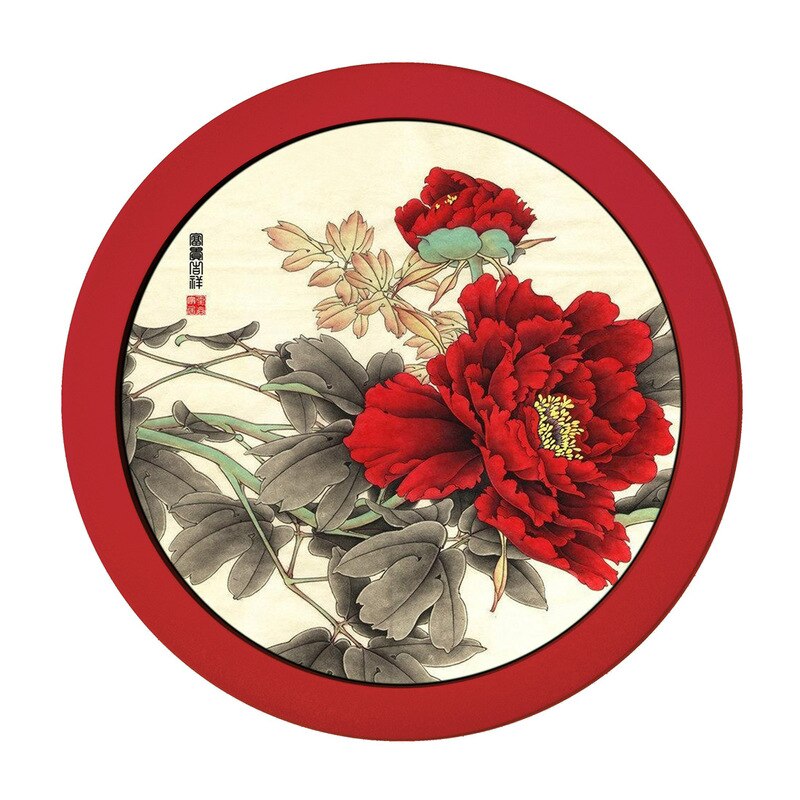 Round Photo Frame DIY Wooden Photo Frames Wall Mounted Hanging Picture Frames Cadre Photo Murale Living Room Decor: Red Photo Frame / 8 inch