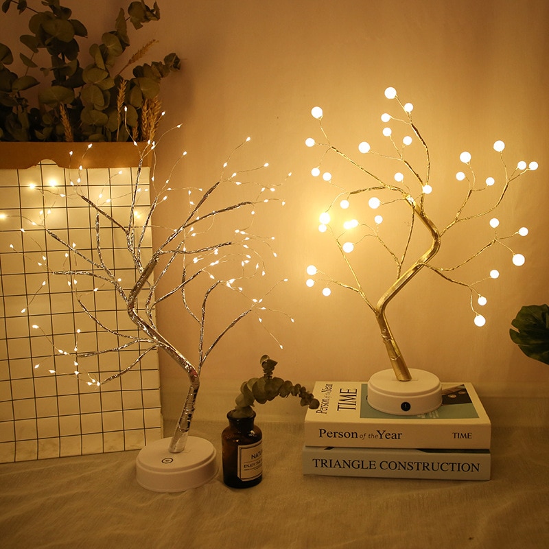 36/108 LEDS Night Light Bonsai Tree Light USB Copper wire Table Lamp for Home bedroom indoor kids bar Decor fairy light