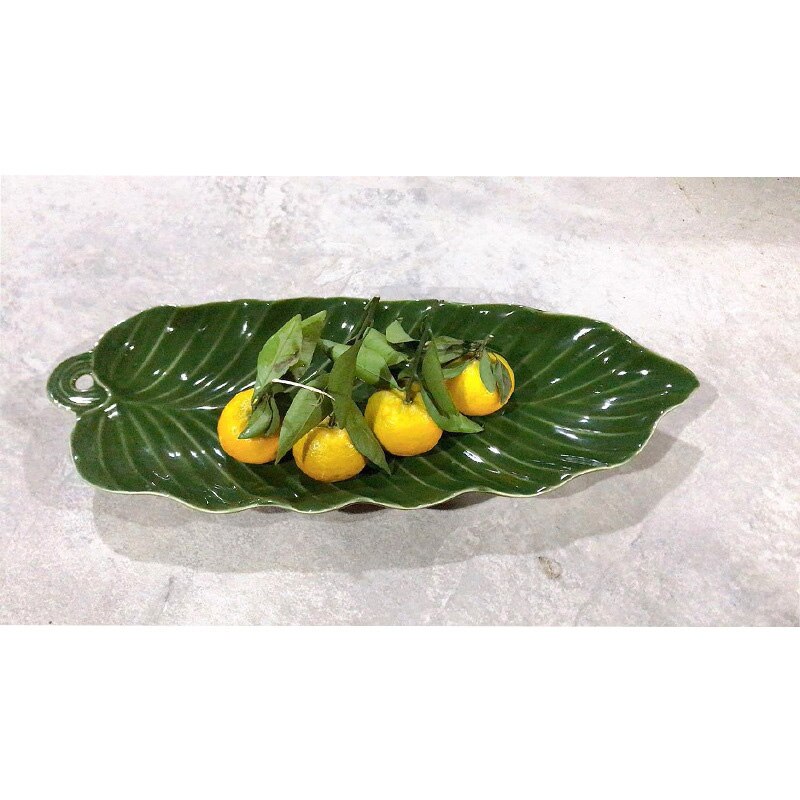 Jinserta keramische opbergschaal, sieraden display bord, groen blad dessert fruit cake snack noten bord, bureau diversen decoratie schaal