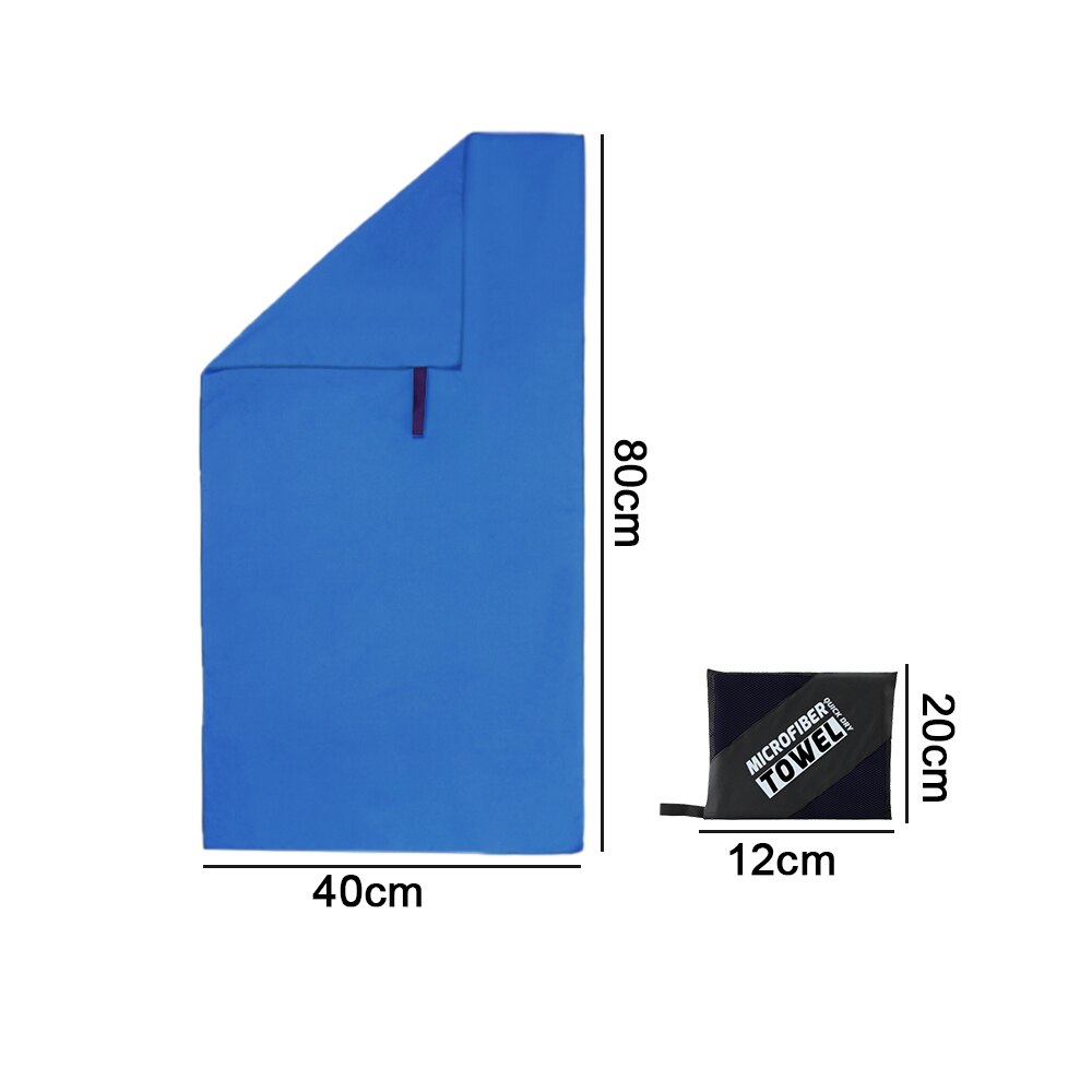 Sports Microfiber Quick Dry Pocket Towel Portable Ultralight Absorbent Large Towel for Swimming Pool Swim Gym Fitness Yoga Beach: Dark Blue(40x80cm)