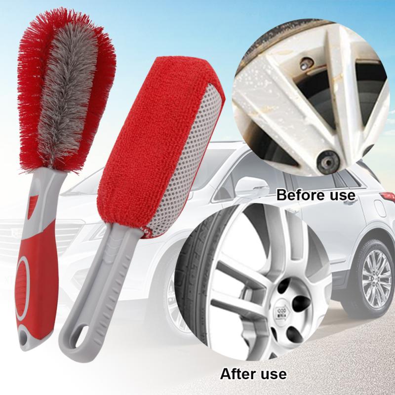 Car Wheel Wash Brush Plastic Handle Vehicle Cleaning Brush Wheel Rims Tire Washing Brush Black Car Repair and Maintenance