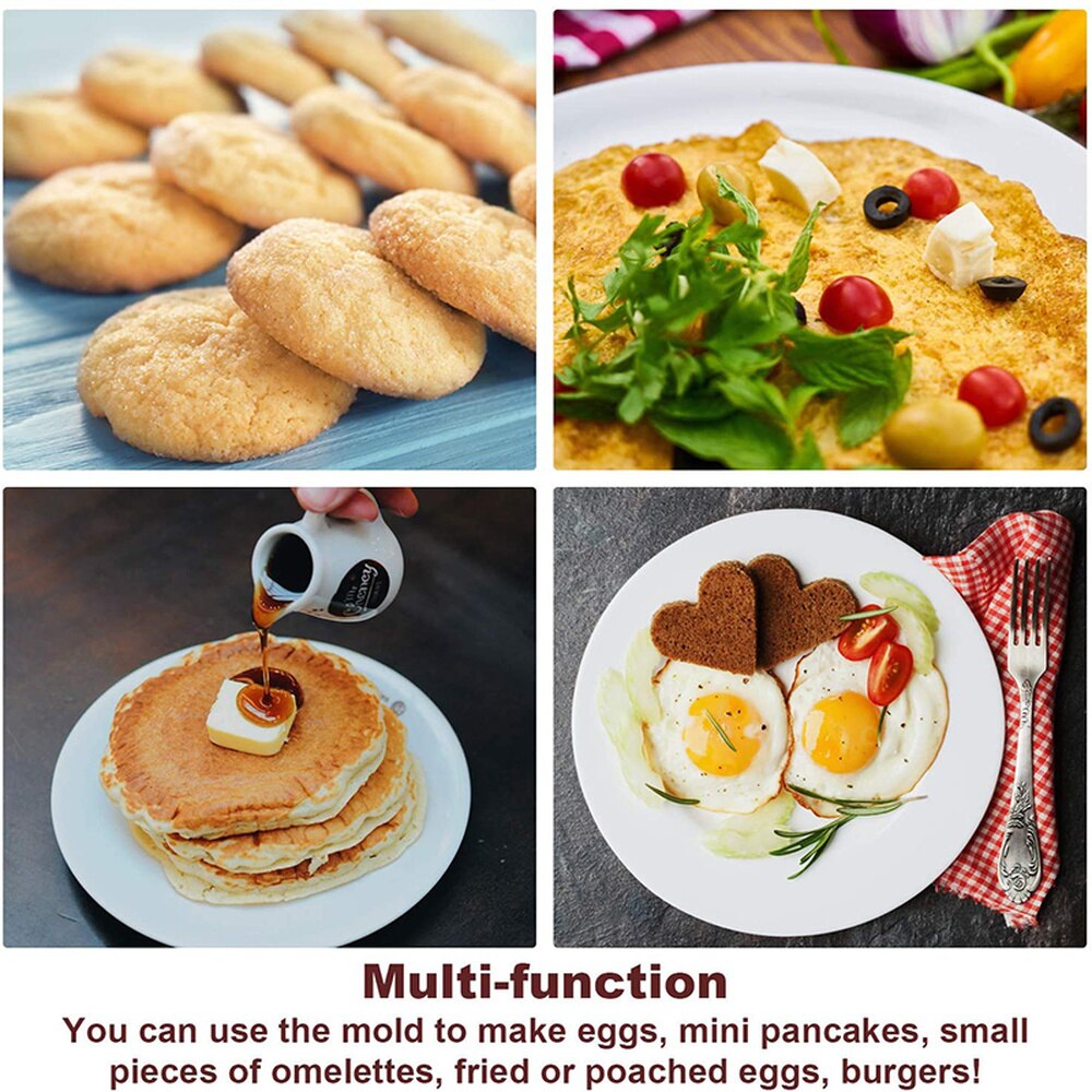 Pannenkoek Maker Meerdere Vormen 4 Gaten Anti-aanbak Siliconen Bakvorm Ring Gebakken Ei Mold Voor Familie Koken Bakken Accessoires