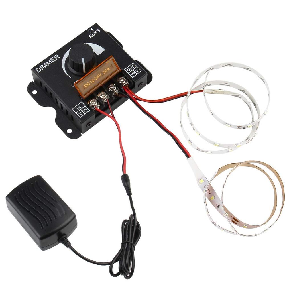 12V/24V Dc 30A Led Pwm Dimmer Controller Aan/Uit Schakelaar Met Metalen Shell Voor Enkele kleur 5050 3538 5630LED Strip Verlichting Lint