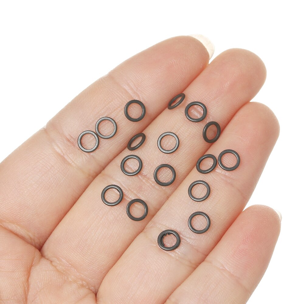 30 stk 2/3.2/3.7/4.4/5.3mm metall flat rund matt svart o ring karpe slitesterk fiskerigg terminal ende takle tippet rigg ring
