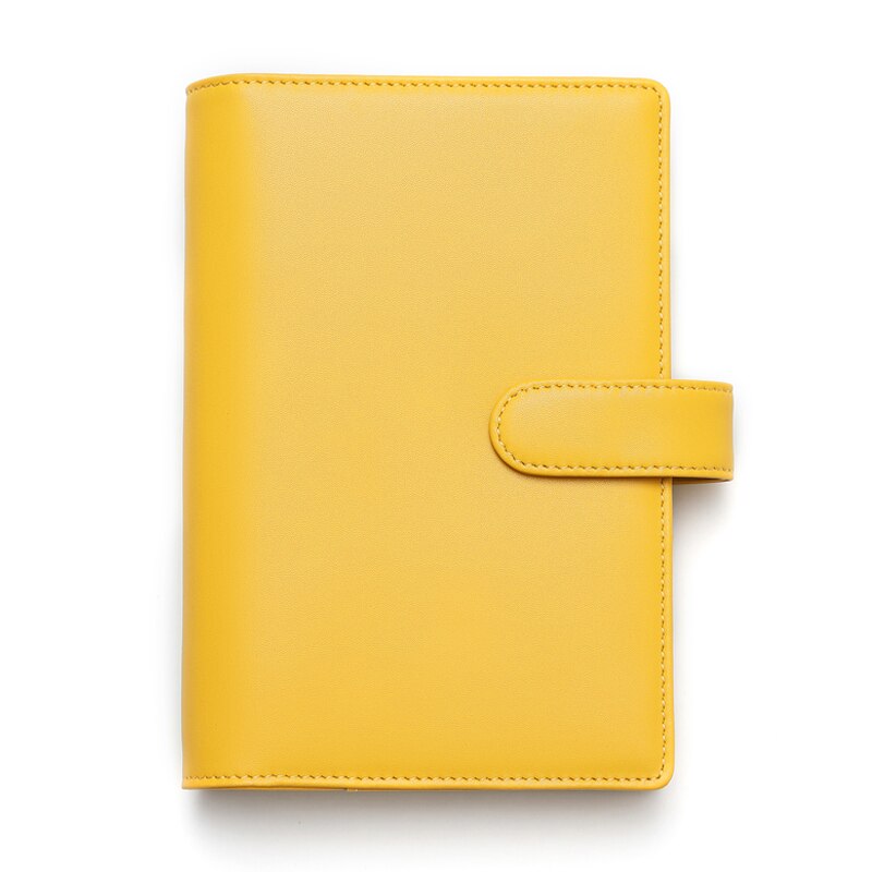 Amnery Leather Notebook Cover A6 Personal /A7 Pocket Ring Binder, 6 Round Ring Binder Journal Refillable for Pocket Filler Paper: Yellow- A6 Personal